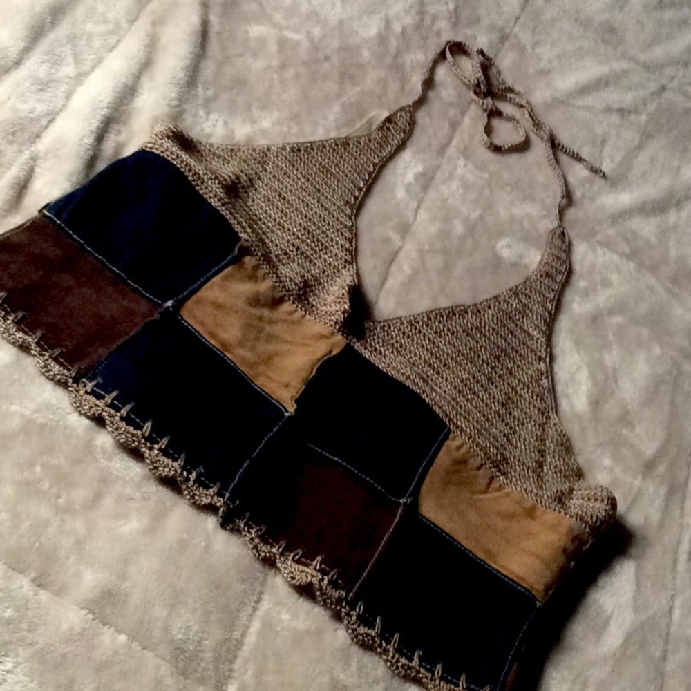 Vintage 80s halter Wilson’s suede and leather